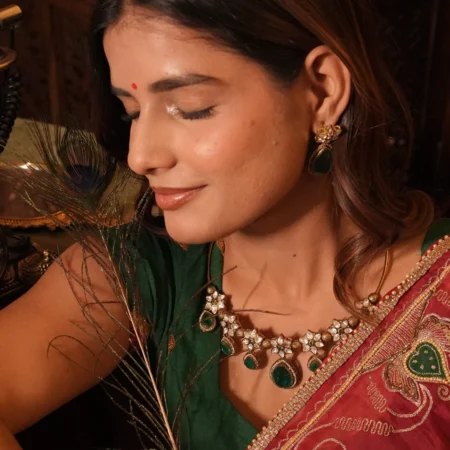 Green Stone Polki Hasli Necklace Set