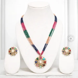 Navrang Pearl Royale Pandent Set With Multicolor Beaded