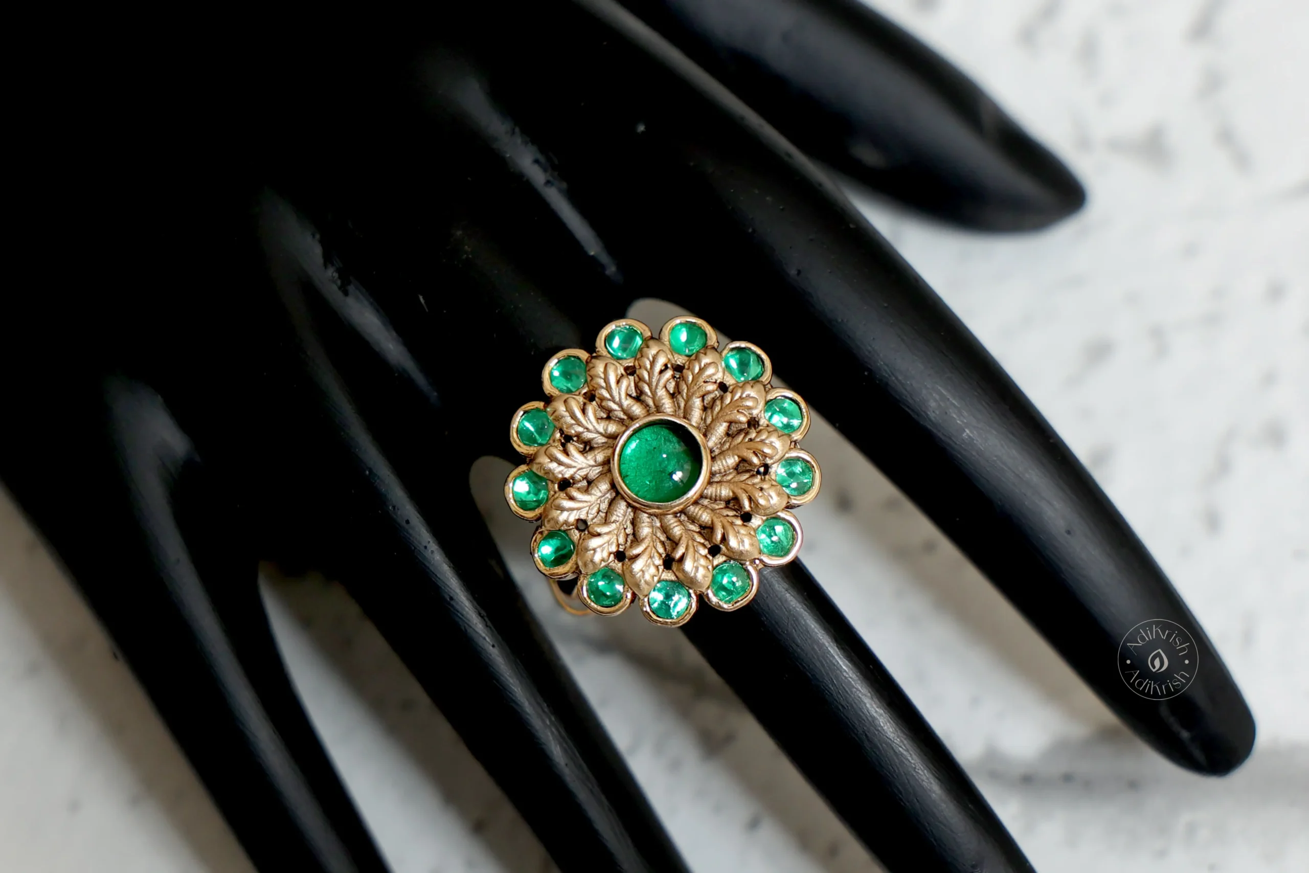 Green Aura Blossom Ring
