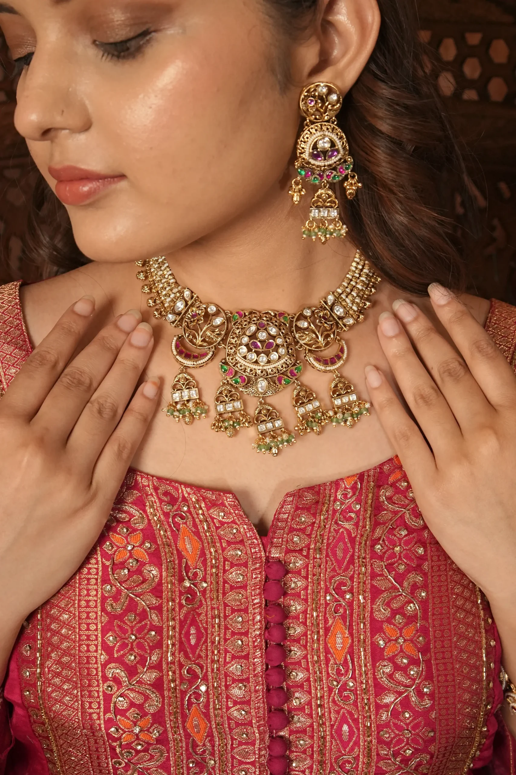 Kundan Meenakari Royal Choker Set