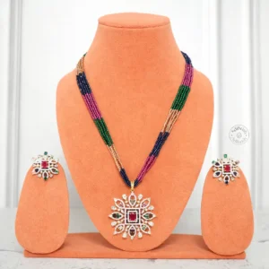 Royal Navratna Bloom Pendant Set