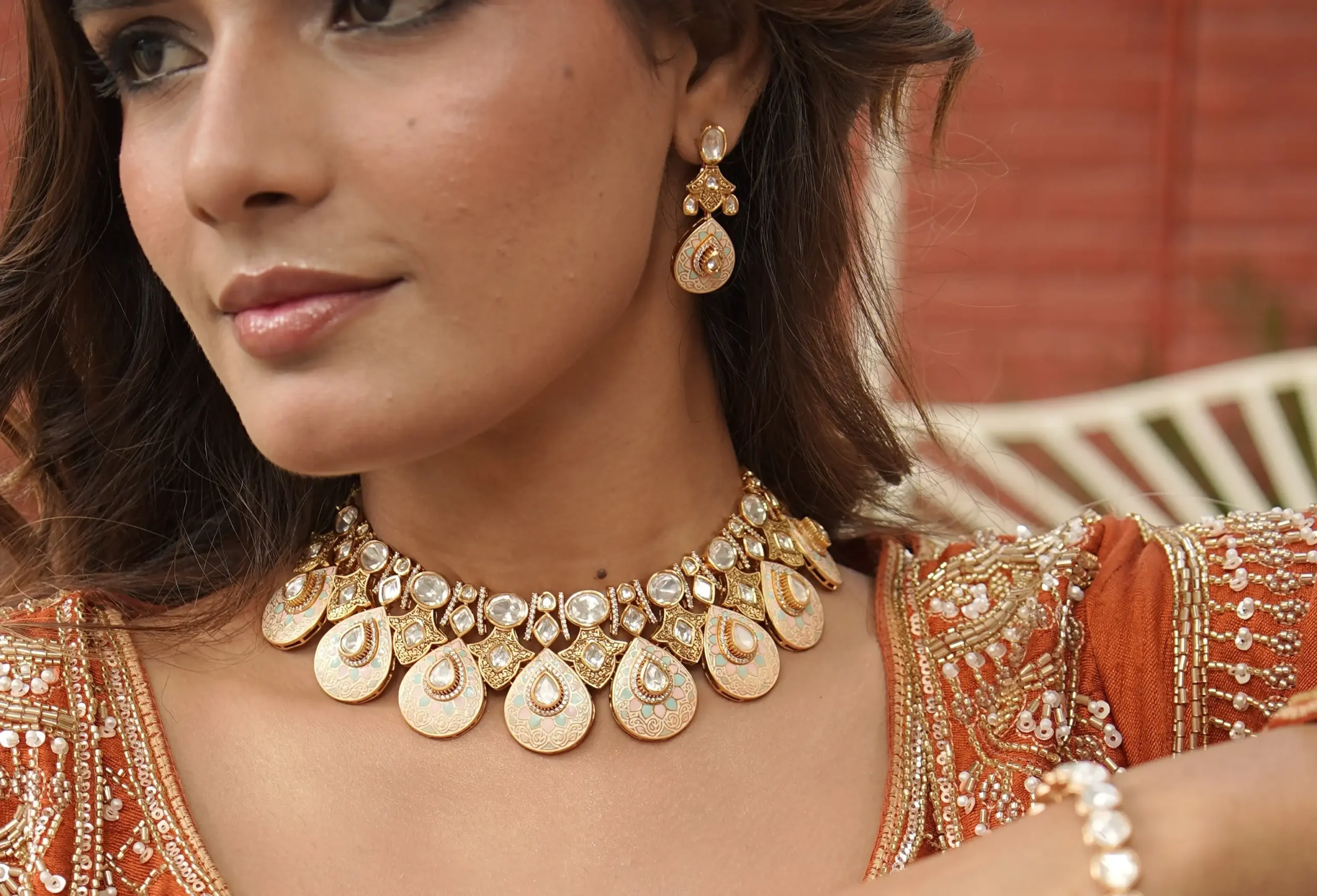 Royal Meenakari Kundan Drop Necklace Set